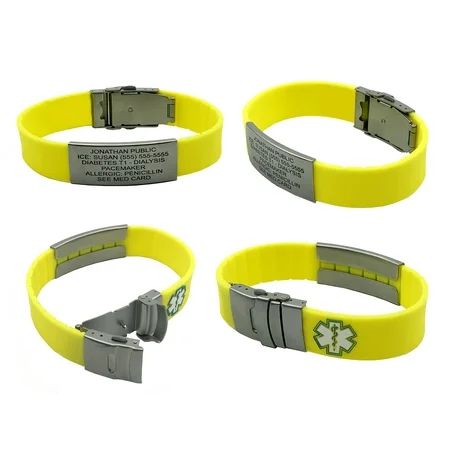Silicone SPORT Medical Alert ID Bracelet - Custom Engraved! Choose Your Color! | Walmart (US)