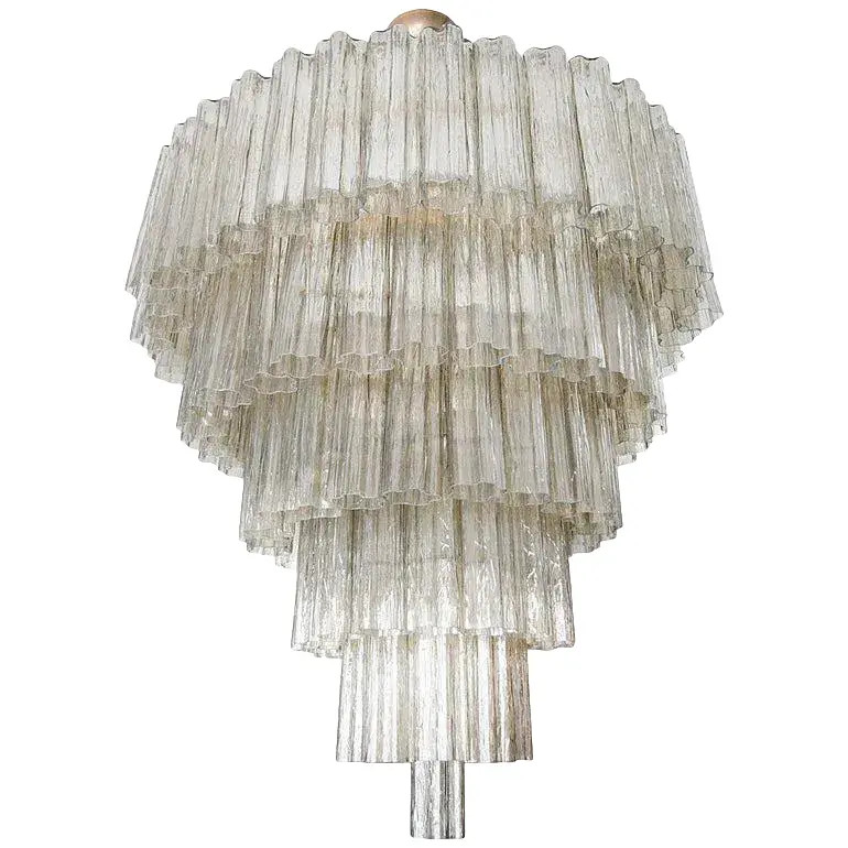 1970s Tiered Smoked Glass Murano Chandelier | Chairish