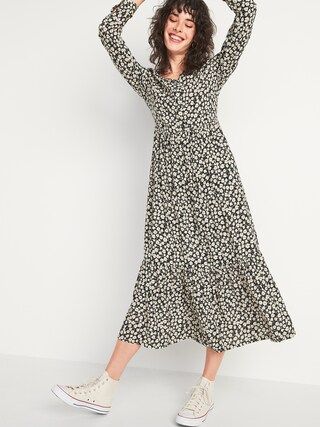 Printed Tiered-Hem Maxi Swing Dress for Women | Old Navy (US)
