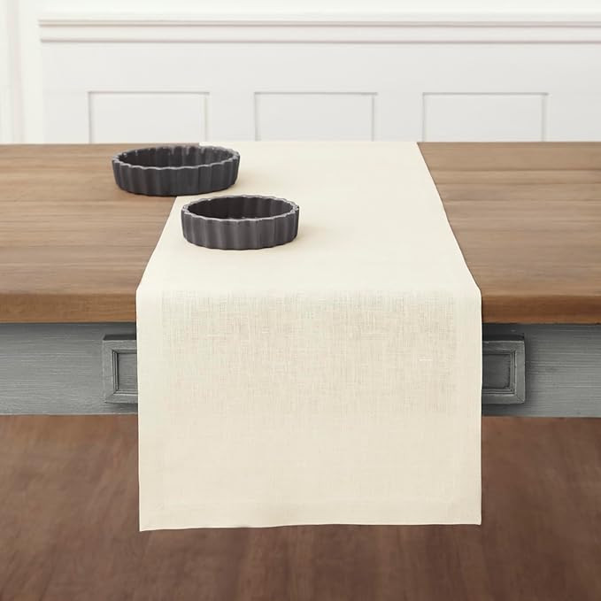 Solino Home Linen Ivory Table Runner 36 Inches - 100% Pure Linen Small Table Runner 14 x 36 Inch ... | Amazon (US)