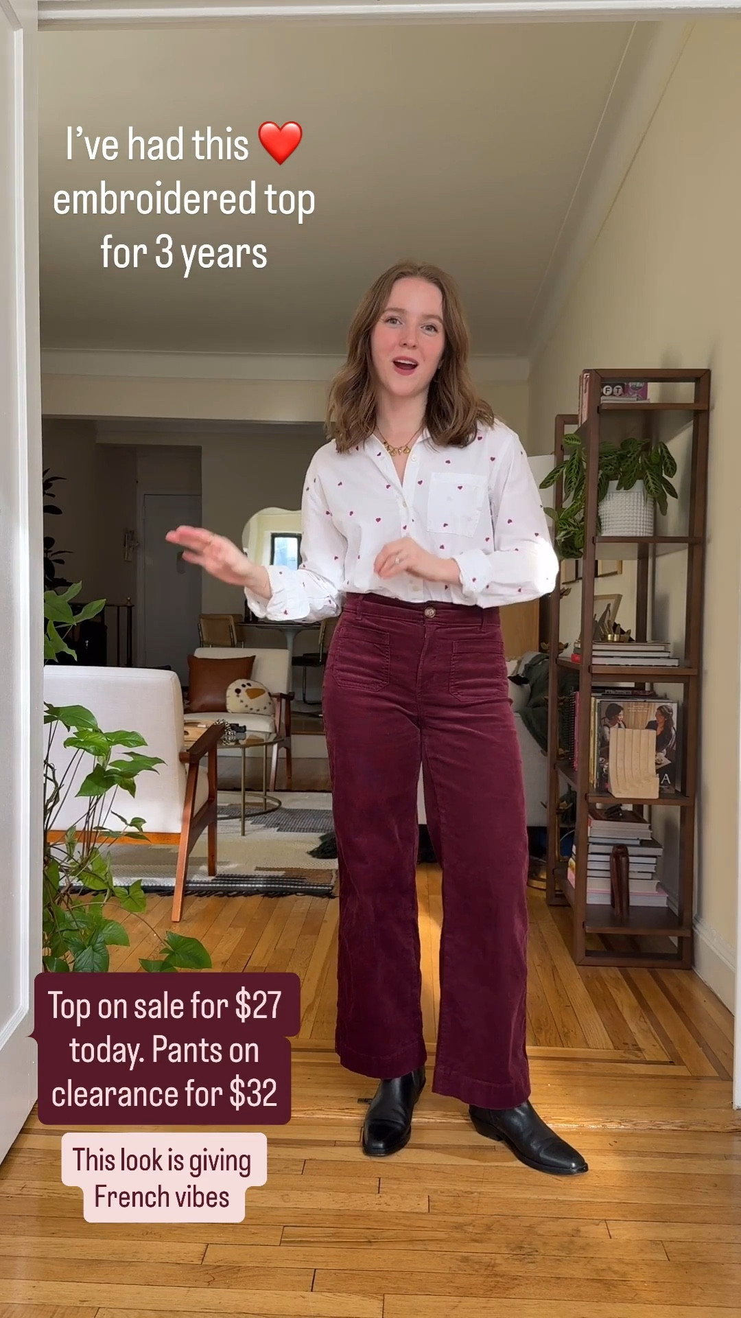 Valentine’s Day outfit. Heart embroidered top size xs petite. Corduroy pants size 0P I’m 5ft 2 117 lbs

#LTKPetite #LTKSaleAlert