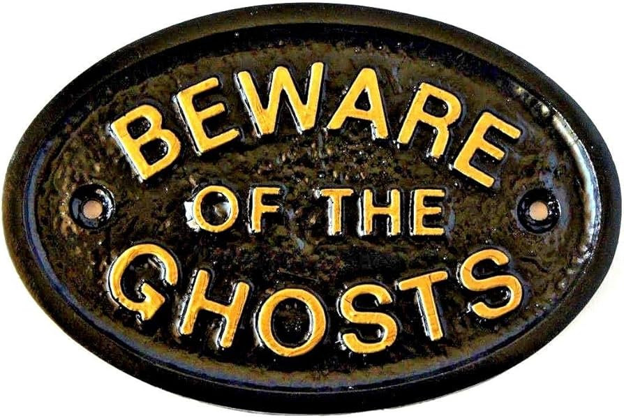 Beware of The Ghosts Haunted House Sign in Black with Gold Raised Lettering | Amazon (US)