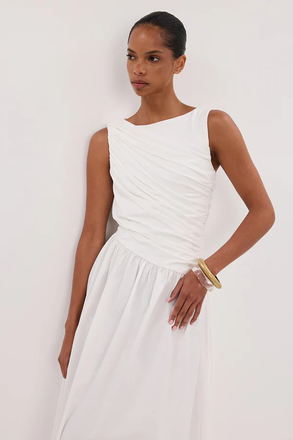 ALEXANDRA WHITE HYBRID MIDI DRESS | DISSH