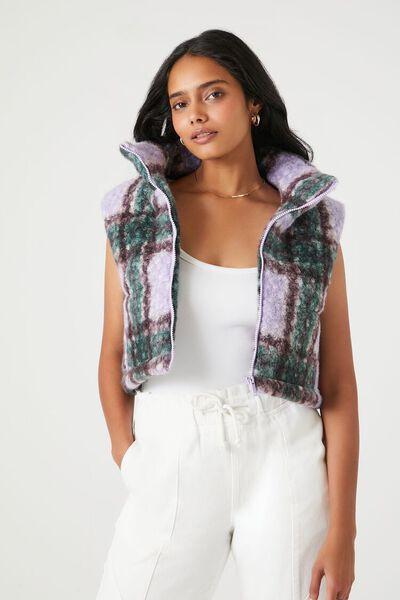 Tweed Plaid Funnel-Neck Vest | Forever 21 (US)