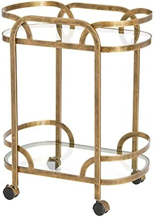 Creative Co-Op Olympus Oval Bar cart, Aged Brass | Amazon (US)
