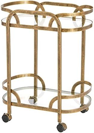 Creative Co-Op Olympus Oval Bar cart, Aged Brass | Amazon (US)