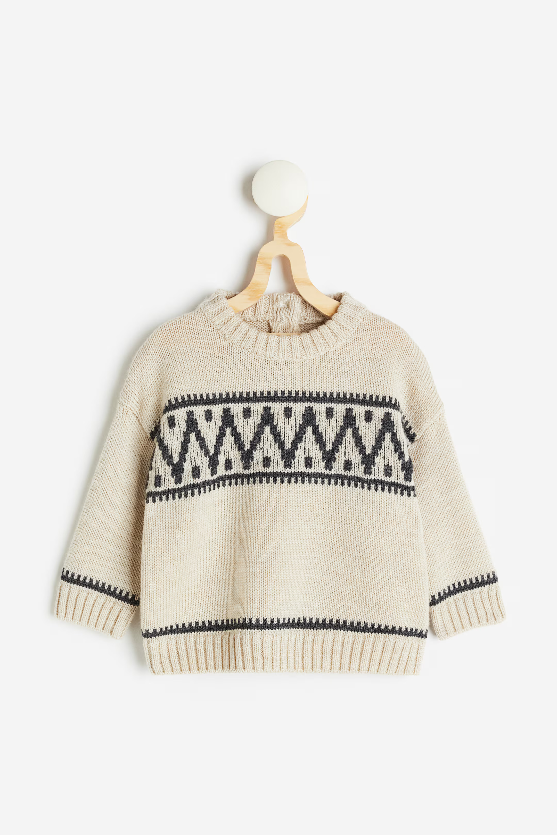 Jacquard-knit Merino Wool Sweater - Light beige - Kids | H&M US | H&M (US + CA)