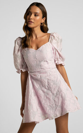 Brailey Mini Dress - Puff Sleeve Fit and Flare Dress in Lilac | Showpo (US, UK & Europe)