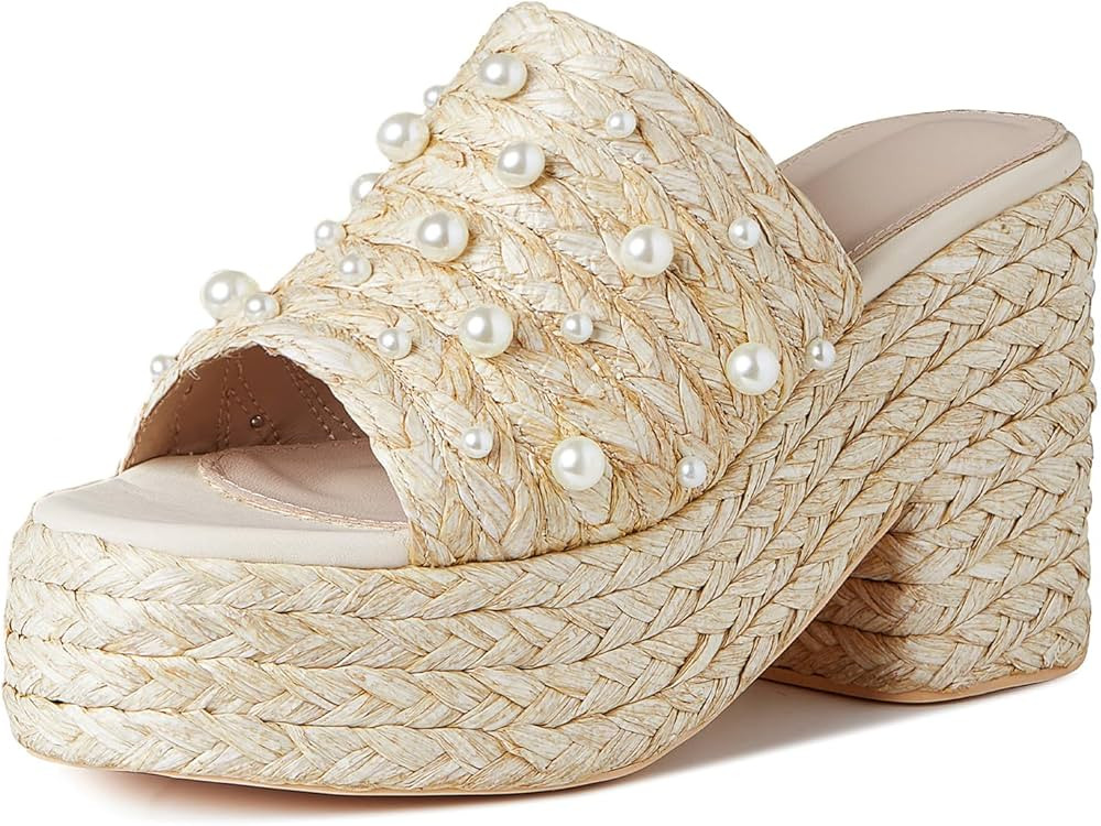 CYNLLIO Espadrilles Platform Sandals Open Toe Chunky High Heel Slides Fashion Summer Outdoor Beac... | Amazon (US)