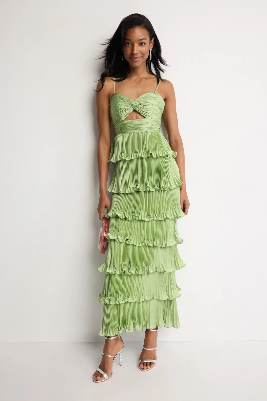 Ieena for Mac Duggal Pleated Tiered Ruffle Gown | Rent the Runway