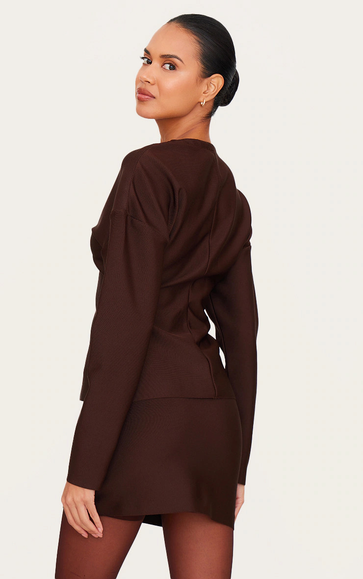 Chocolate Tailored Hook And Eye Cardigan | Co-ords | PrettyLittleThing US