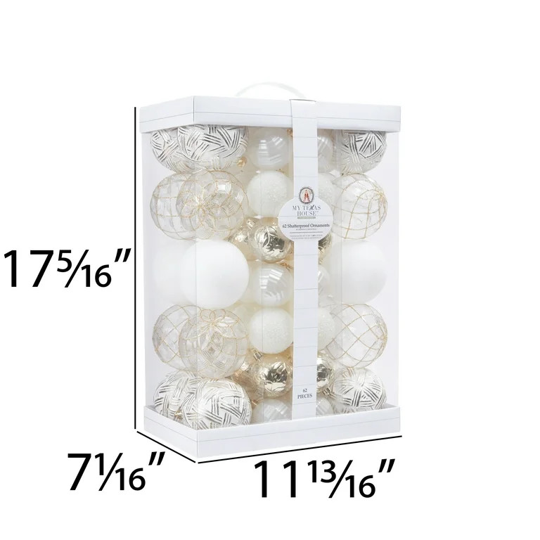 My Texas House Hanging Shatterproof Ornament Set, White and Gold, 62 Count - Walmart.com | Walmart (US)