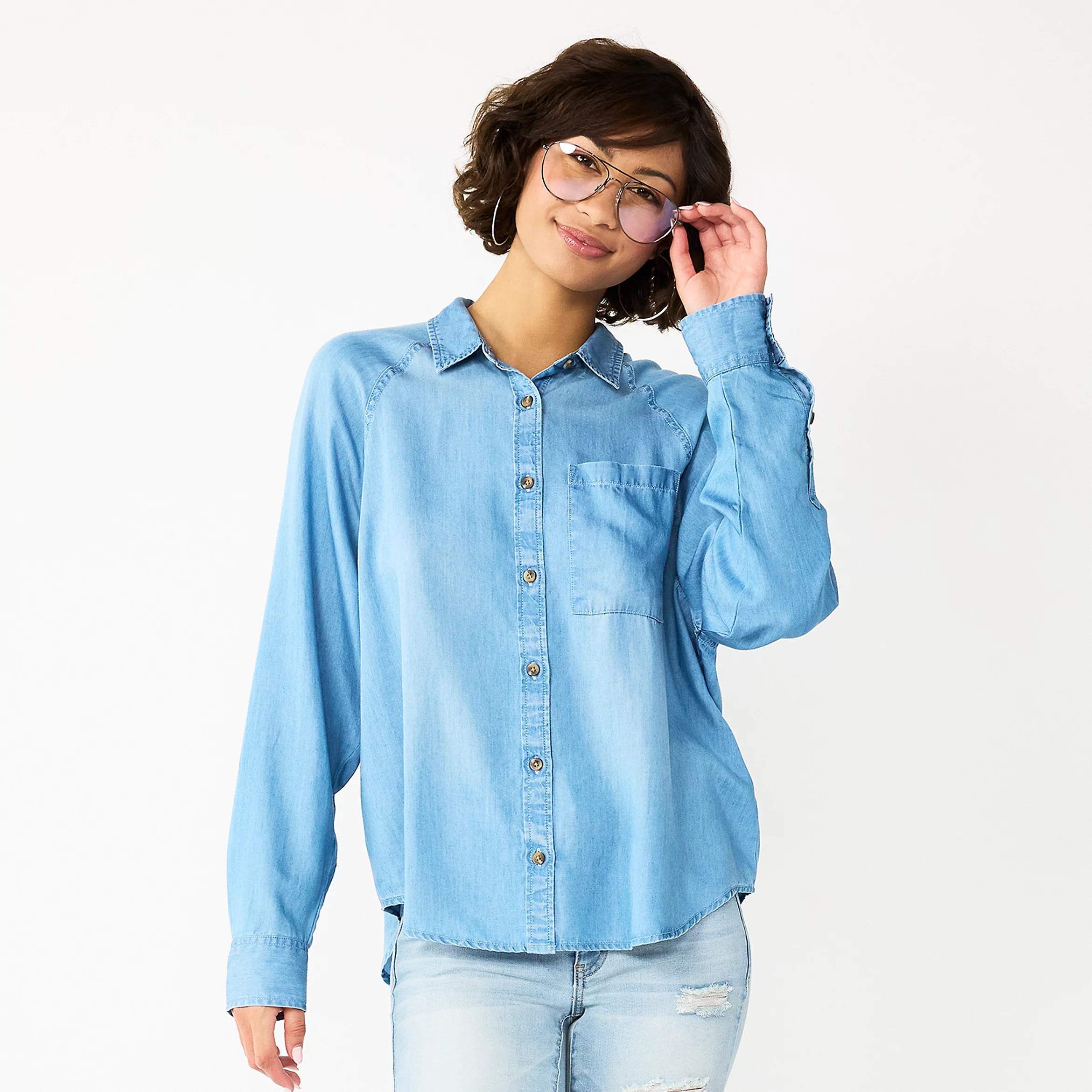 Juniors' SO® Long Sleeve Button Down Shirt | Kohls | Kohl's
