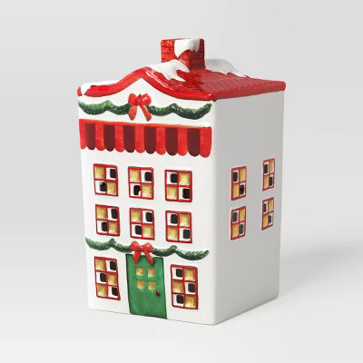 Christmas Earthenware Painted Decorative LED House White - Threshold™ | Target