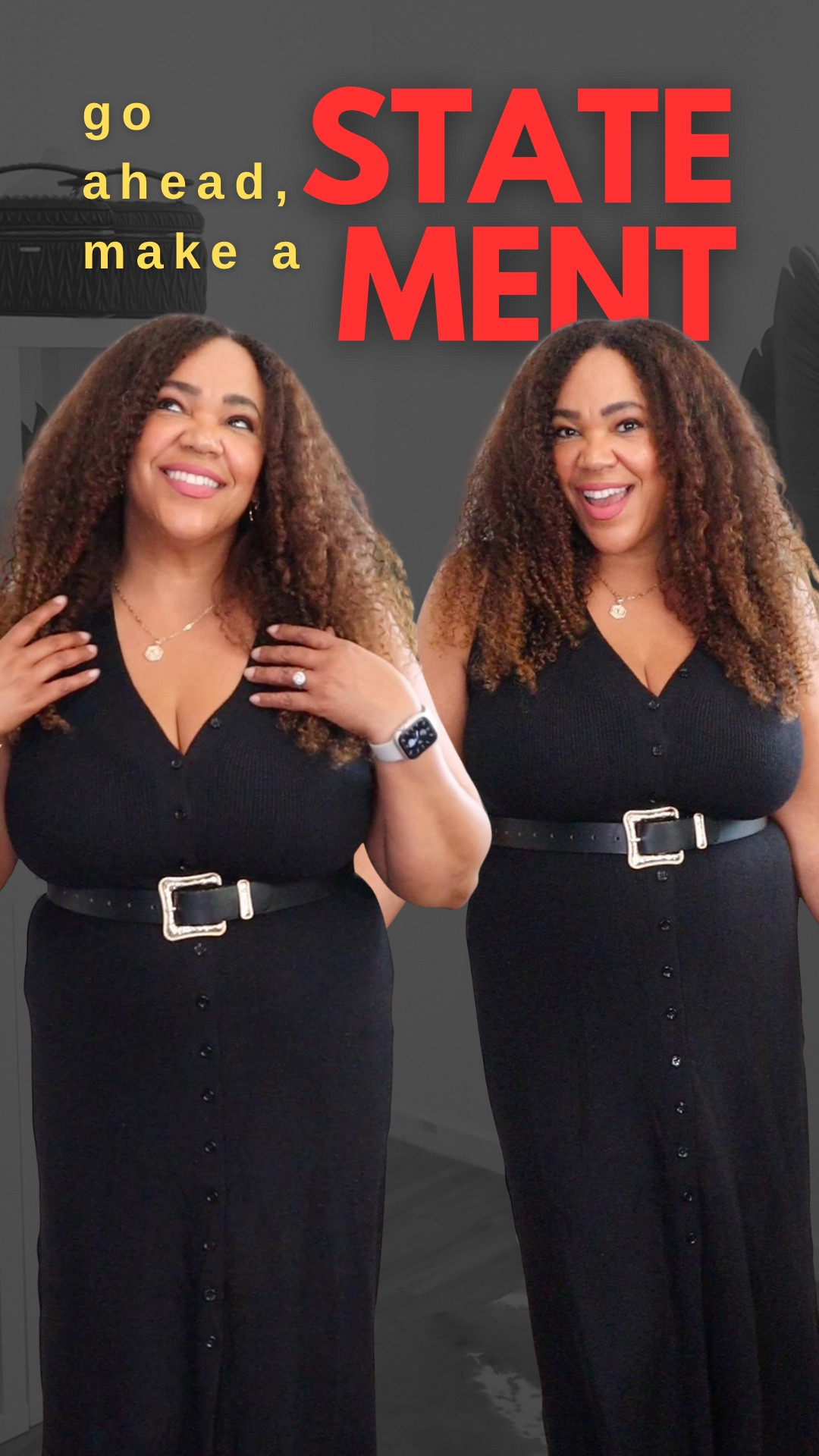 Giving 1990s ⚡️ vibes with a statement belt and this dress 👗 and I love it! Dress is a size large. 