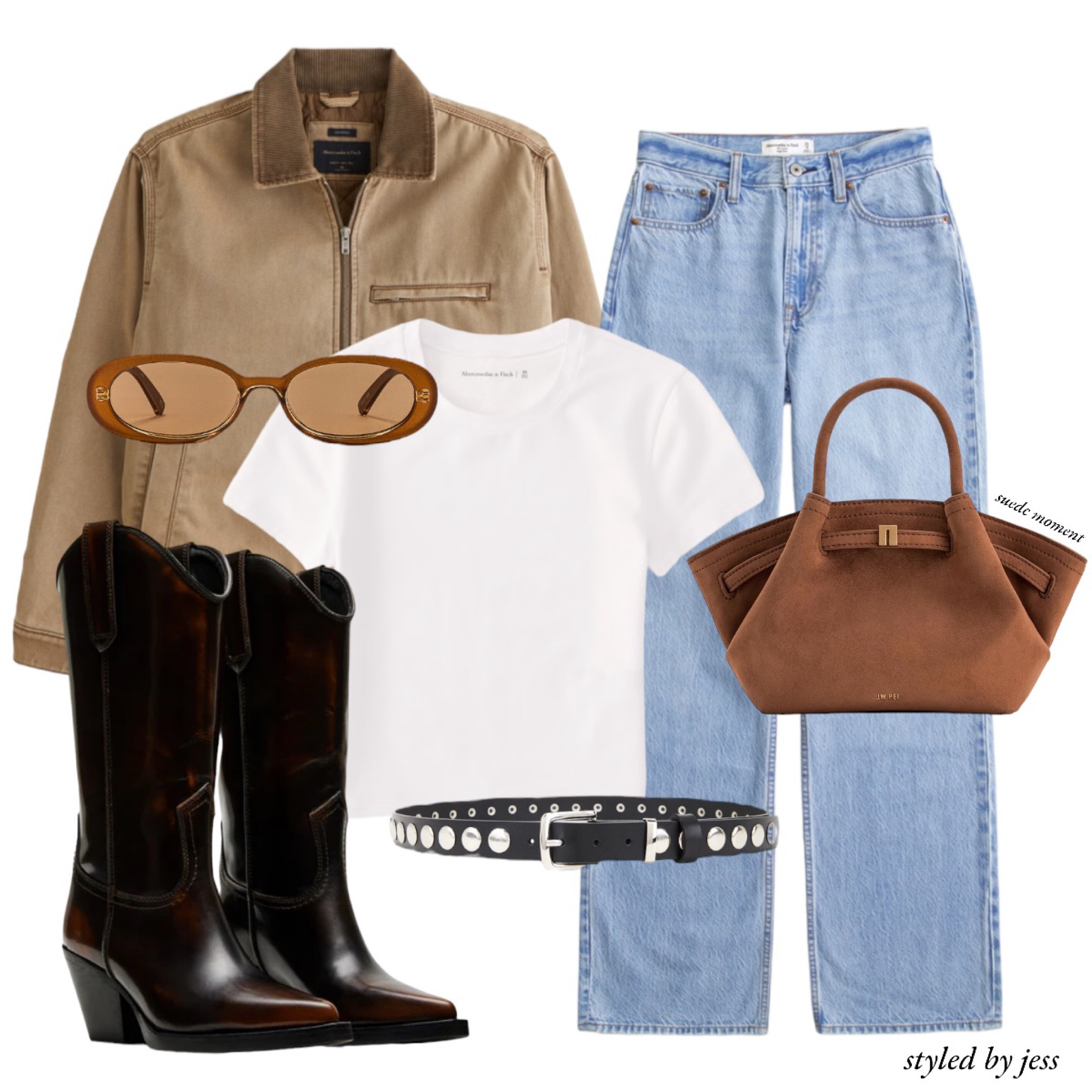 a perfect fall transition outfit - featuring the “workwear” jacket (comes in so many colors 🤭)

// workwear jacket, carhartt jacket, fall fashion, work outfits, country concert outfit, Steve Madden boots, suede handbag, denim basics, abercrombie basics

#LTKFindsUnder50 #LTKSeasonal #LTKFindsUnder100