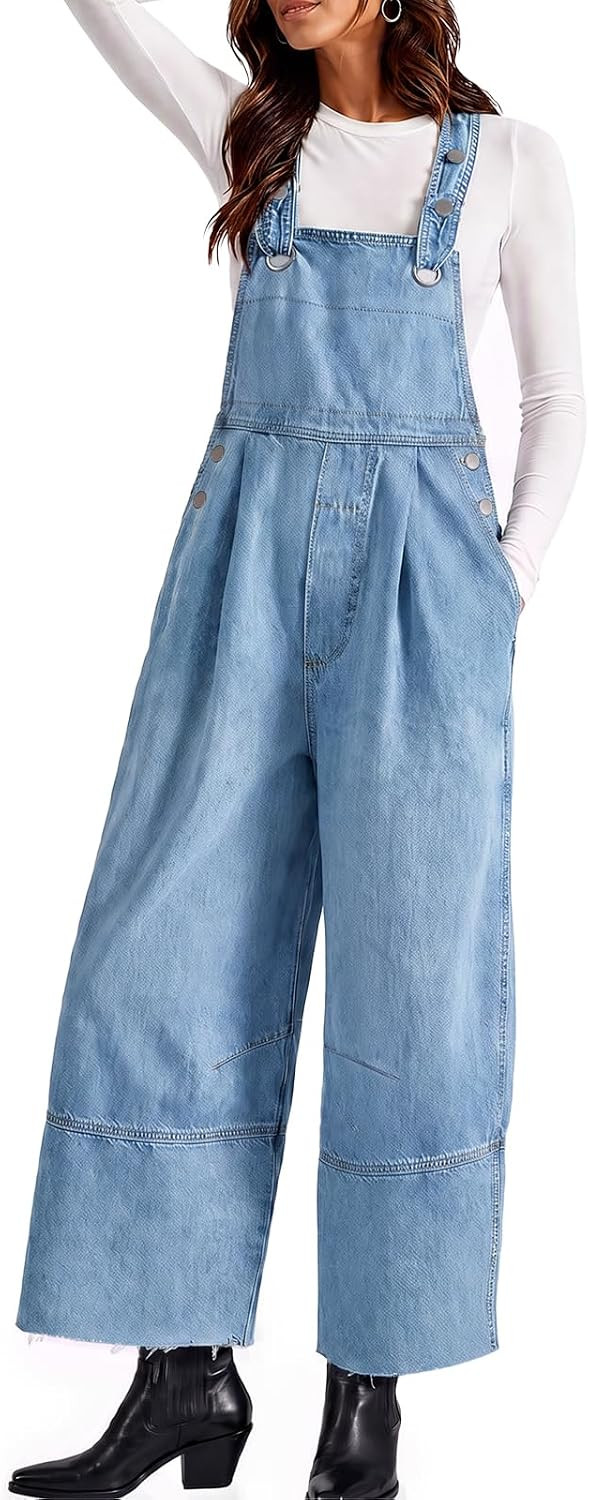 Cicy Bell Womens Wide Leg Denim Overalls Cropped Adjustable Jean Jumpsuits | Amazon (US)