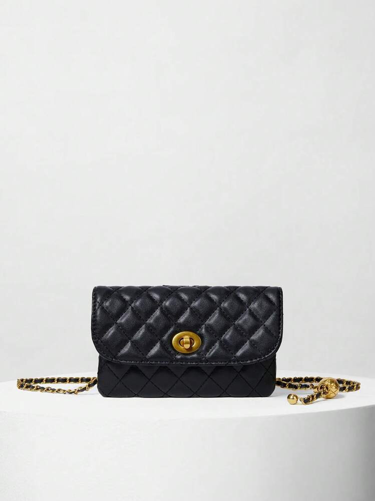 New Fashionable Versatile Rhombic Embroidery Detachable Chain Mini Multi-Function Waist Bag/Shoulder Bag | SHEIN