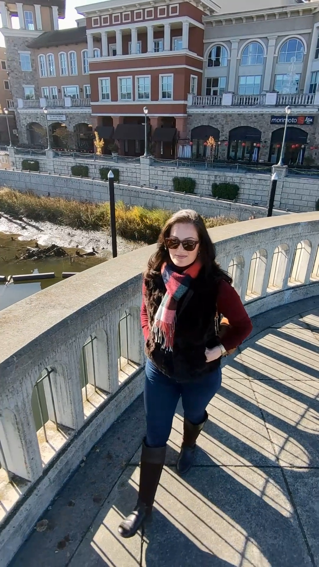 Exploring Napa Valley on a chilly winter day in a cozy casual outfit featuring a cashmere turtleneck, plaid wool scarf, suede knee high boots, and fur vest styled with classic gold jewelry. A polished casual look for coffee dates, travel days, and chic cold-weather layering. 

#LTKootd #LTKSeasonal #LTKdayinmylife