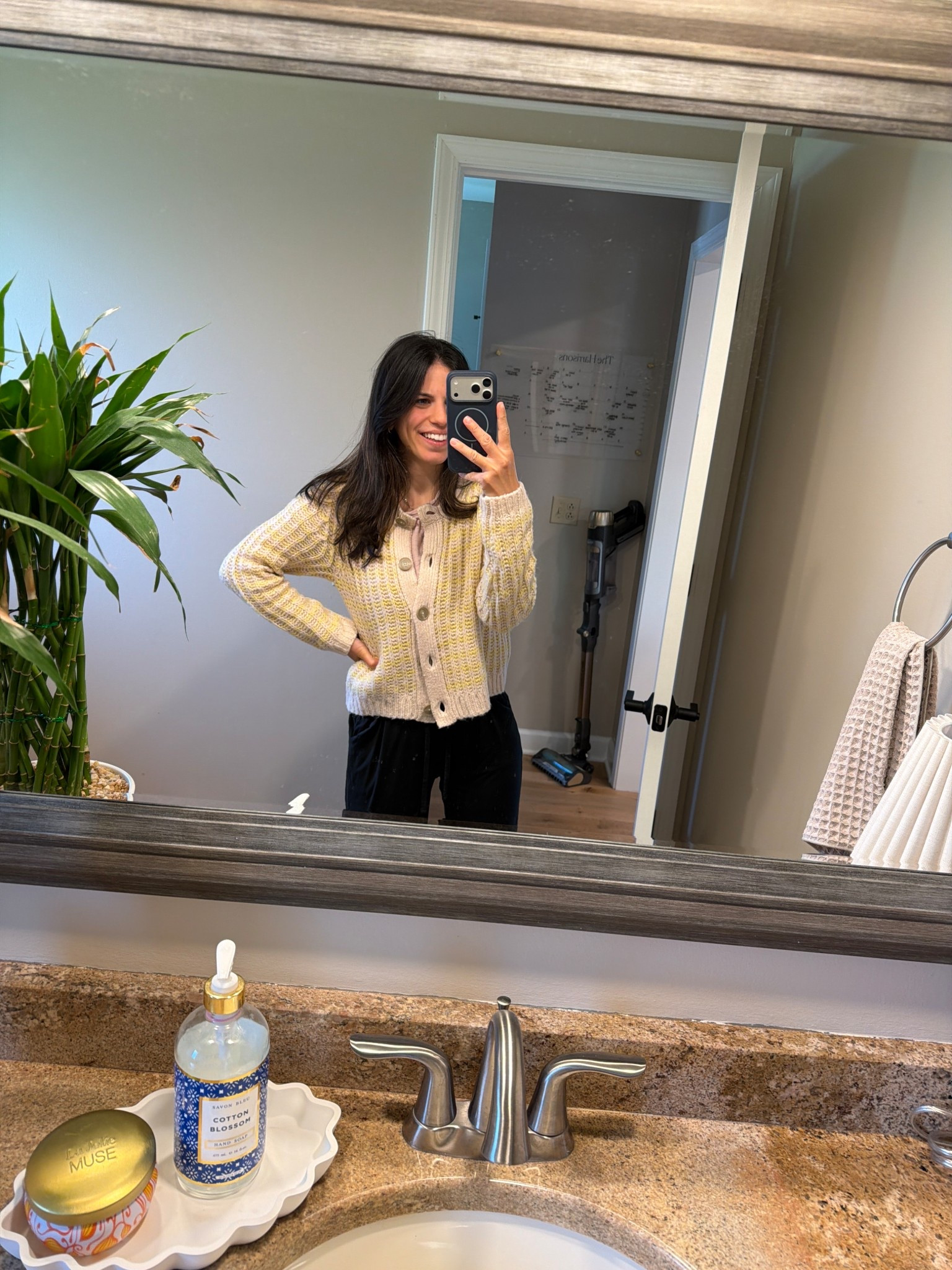 Cozy at home. Elevated with a cardigan- mine is old from Boden. Tagging similarr

#LTKgrwm #LTKMothersDay #LTKPetite