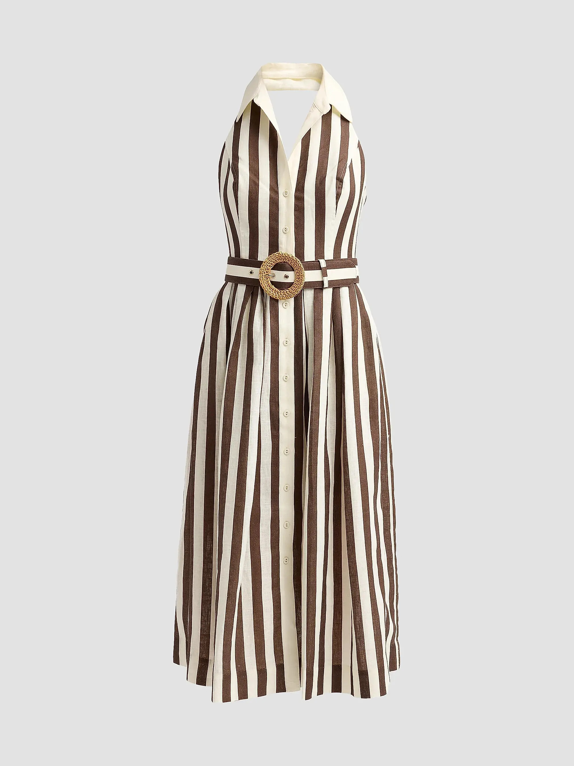 Cara Cara Quentin Striped Linen Button-Front Halter Midi Dress | Saks Fifth Avenue | Saks Fifth Avenue