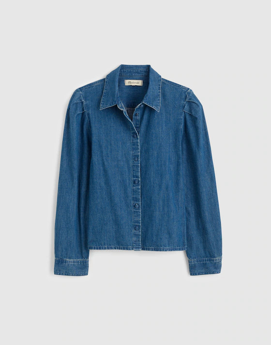 Denim Puff-Sleeve Shirt in Petersburg Wash | Madewell