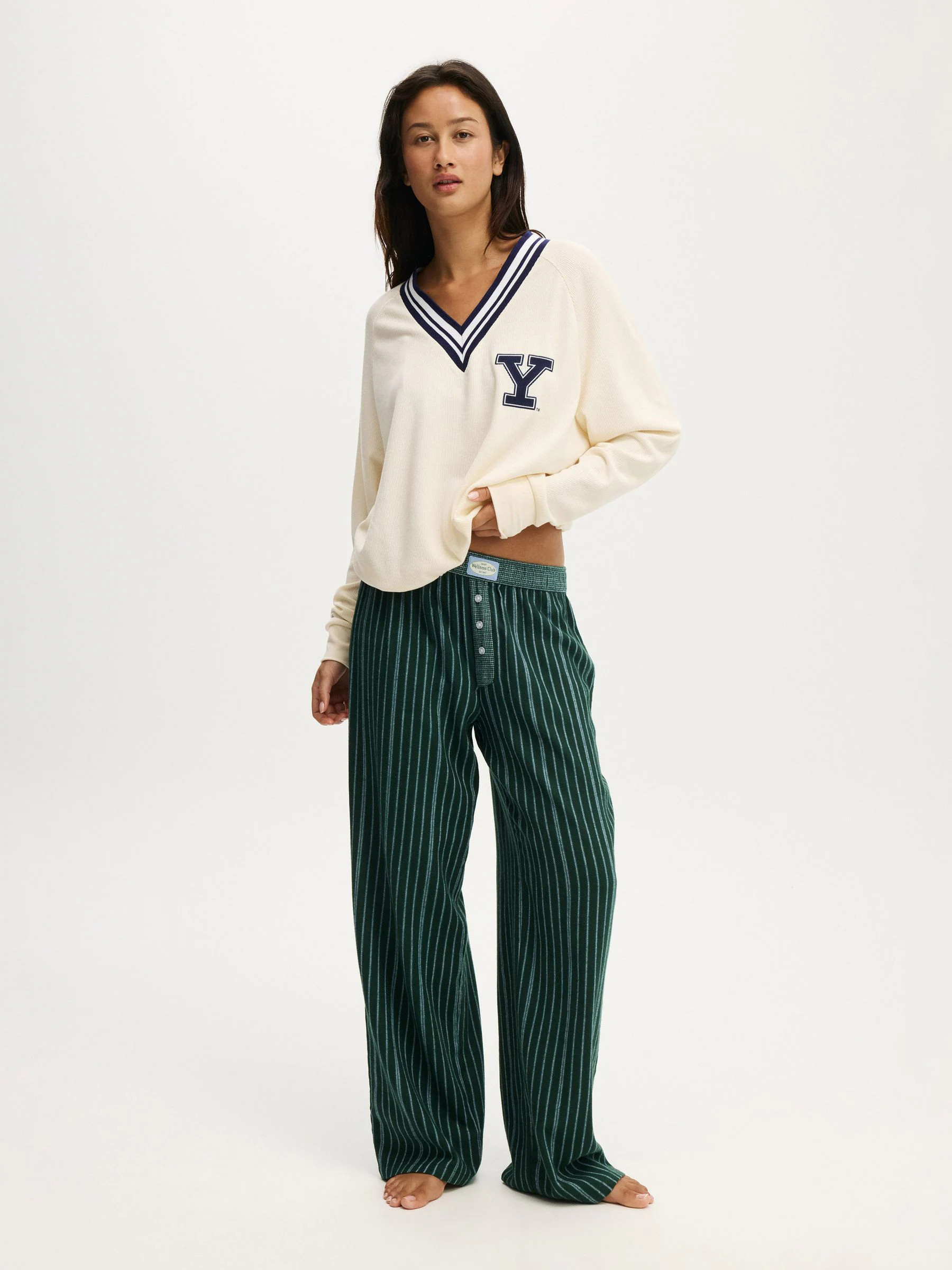 Cotton On Cotton On Green Flannel Wide Leg Trousers | Next US