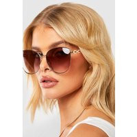 Womens Tan Cat Eye Sunglasses - Brown - One Size | boohoo (US & Canada)