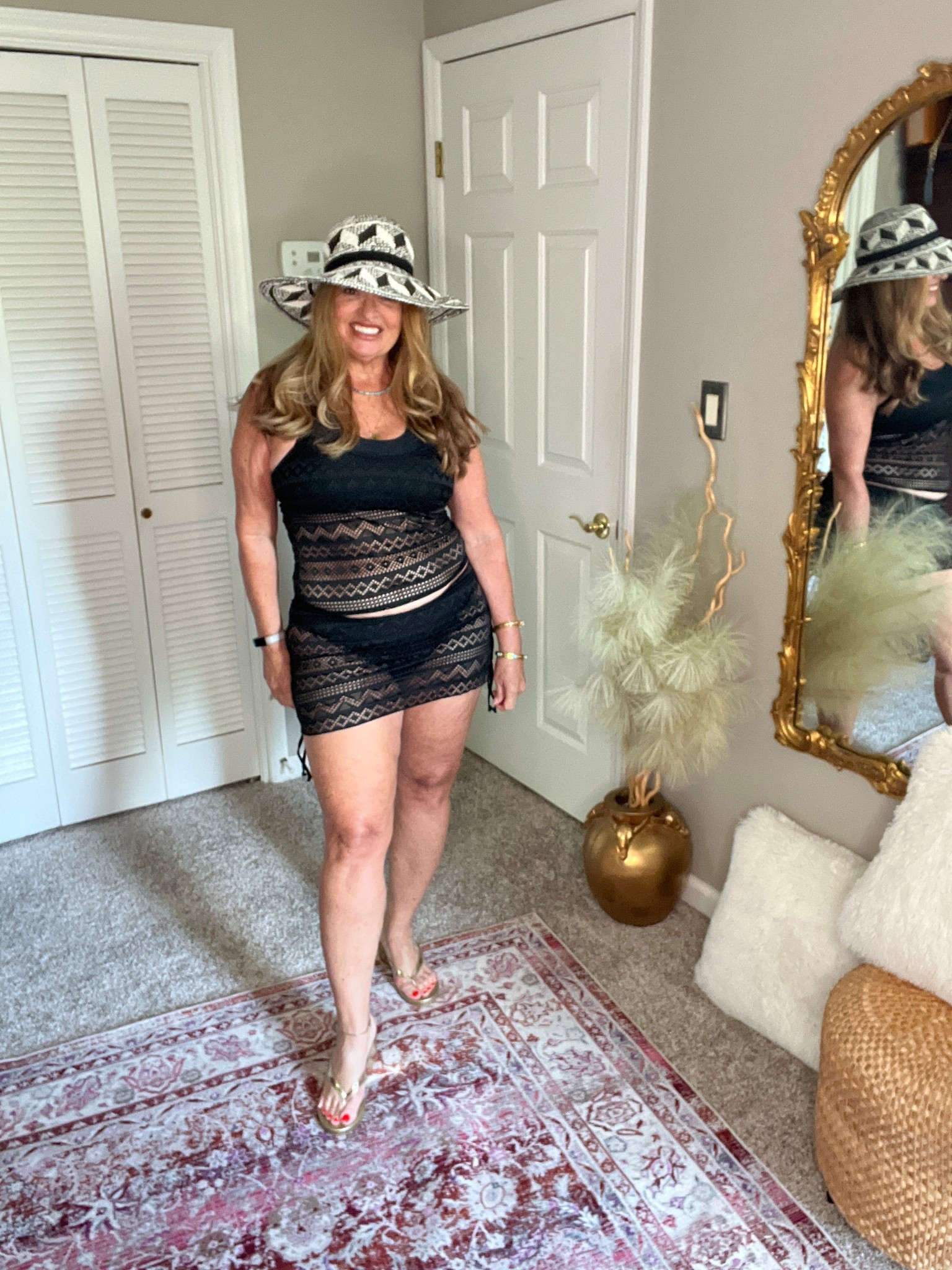 A peek a boo black crochet lace tankini with a skirt!

#LTKgrwm #LTKSwim #LTKTravel