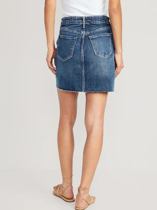 High-Waisted Button-Fly OG Straight Mini Cut-Off Jean Skirt for Women | Old Navy (US)