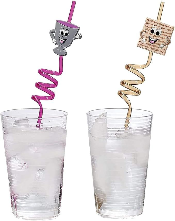 Rite Lite Passover Set of 4 Purple and Brown Unique Holiday Pesach Sipping Straws With Cup and Ma... | Amazon (US)