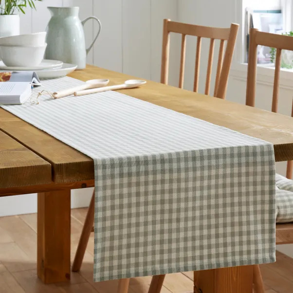 Gingham Checked Cotton Table Runner | Dunelm