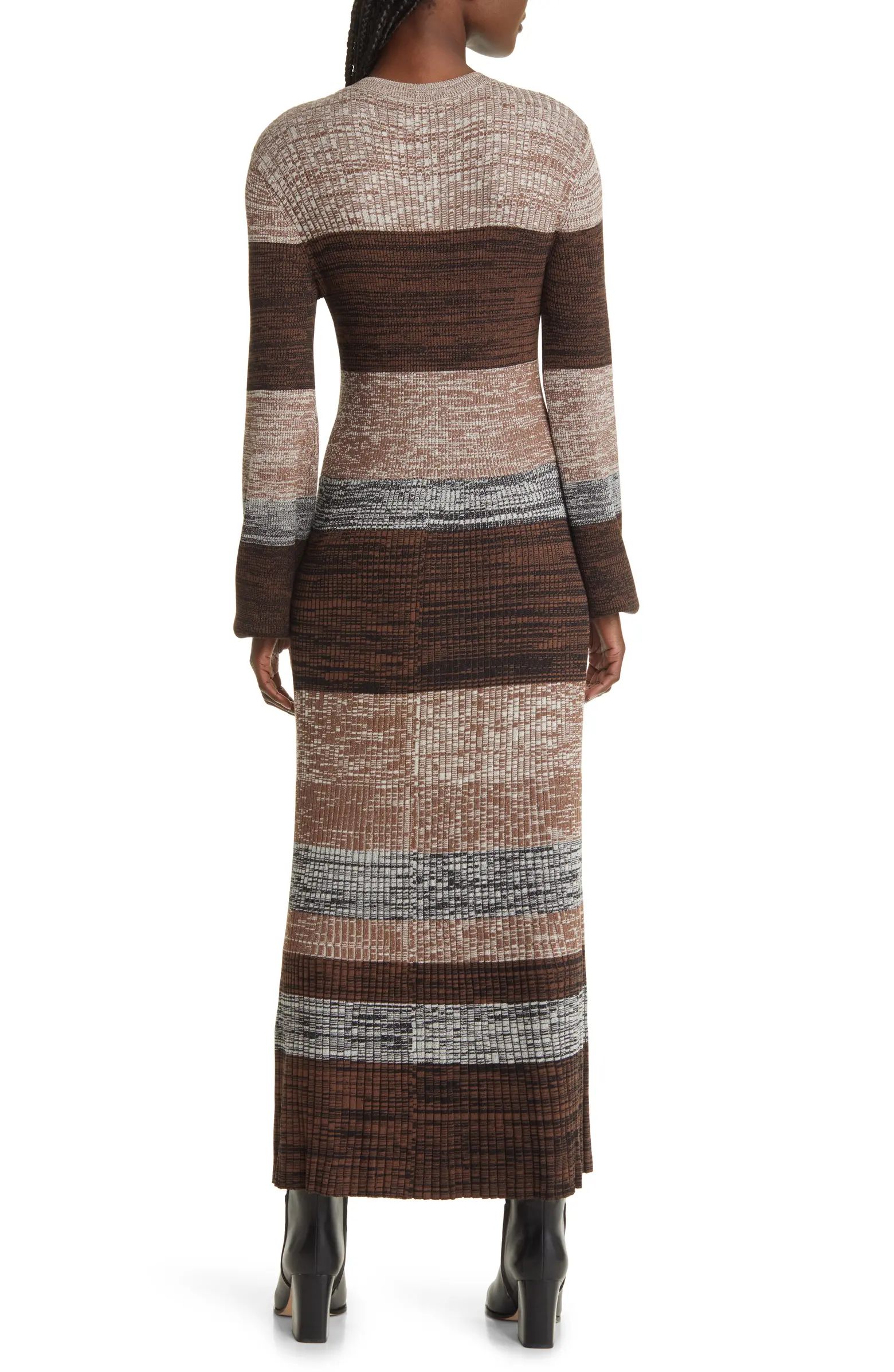 Stripe Long Sleeve Rib Maxi Sweater Dress | Nordstrom