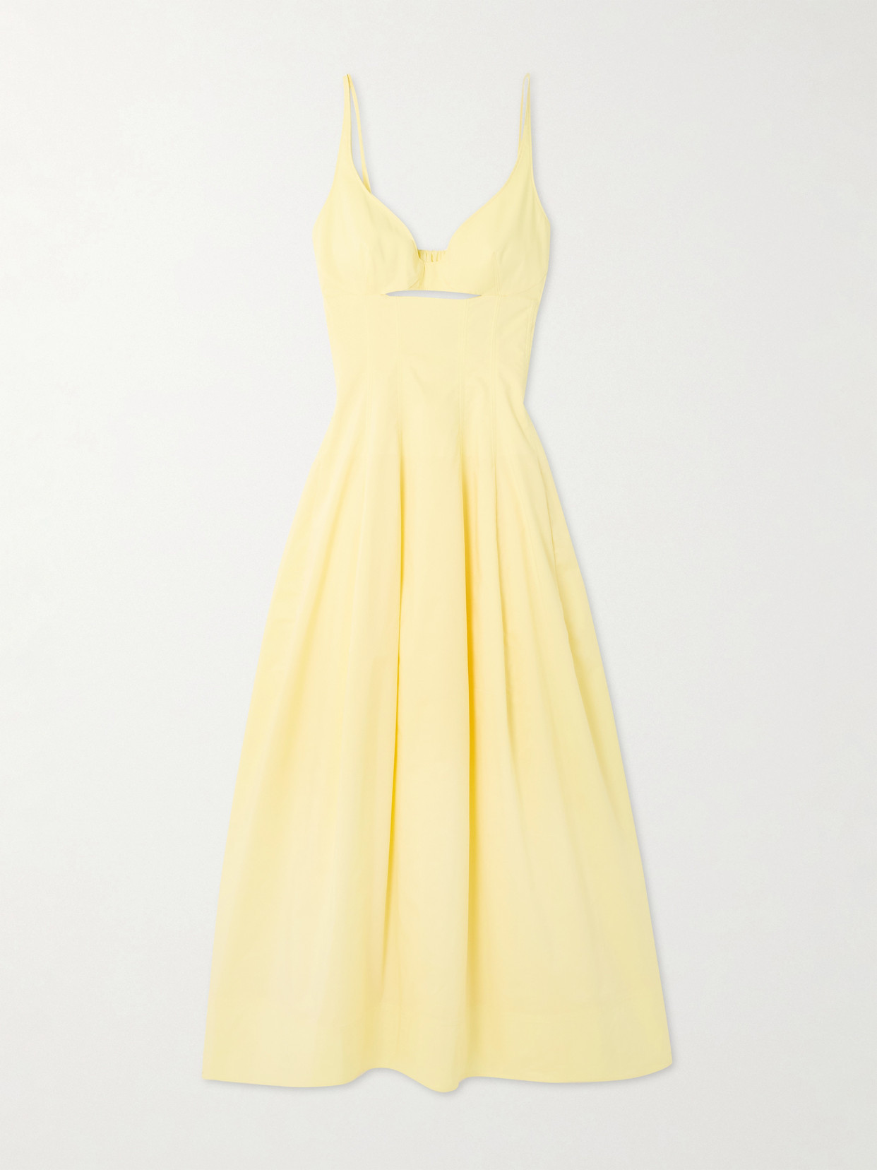 SIMKHAI - Maddy Cutout Cotton-blend Midi Dress - Yellow | NET-A-PORTER (US)