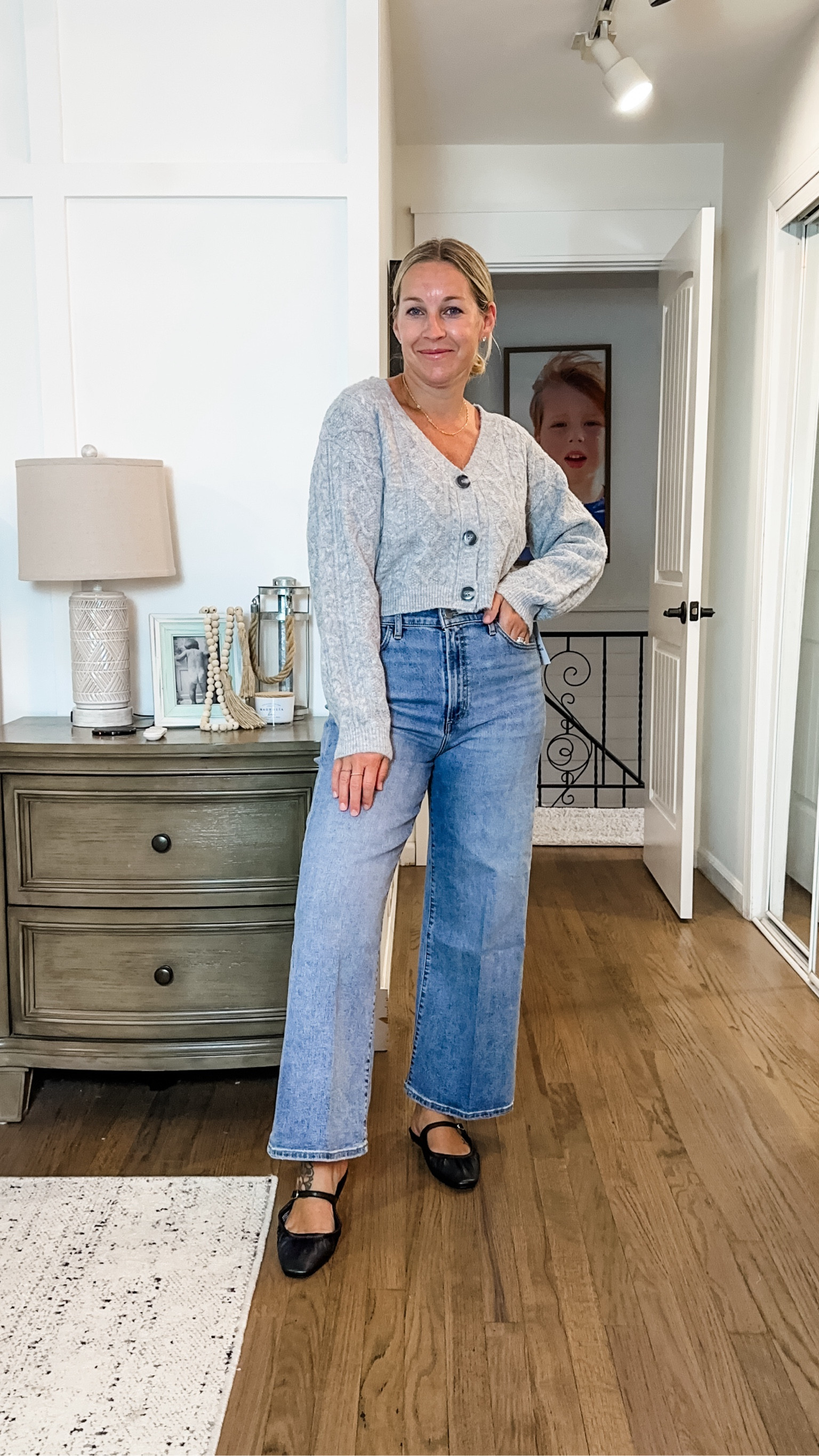 Perfect Fall outfit! I’m in 30 jeans with stretch so there’s some room but I love that I don’t have muffin top! I. Really like a 9 right now. Size up for room or down if you’re not mushy and like it tighter! I’m in a medium top and it’s 👌🏼. Size 8 shoe. If you don’t like your heel right at the end, size up 1/2  

#LTKOver40 #LTKMidsize #LTKWorkwear