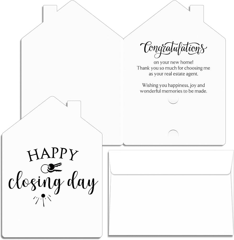 25 Sets Real Estate New Home Congratulations Cards Thank You New House Shaped Gift Cards with Env... | Amazon (US)