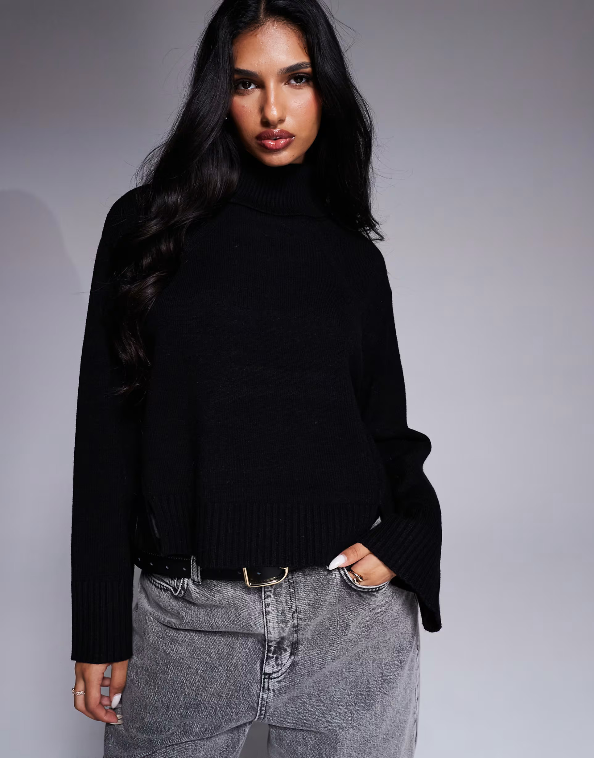 River Island roll neck jumper in black | ASOS (Global)