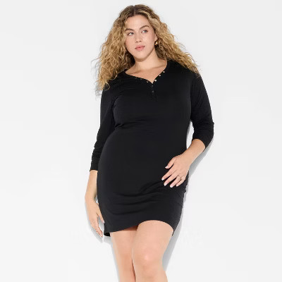 Women's Long Sleeve Mini Bodycon Dress - Wild Fable™ Black 4X | Target