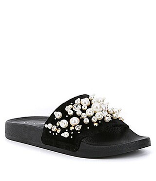 Gianni Bini Quinnie Pearl Embellished Slides | Dillards Inc.