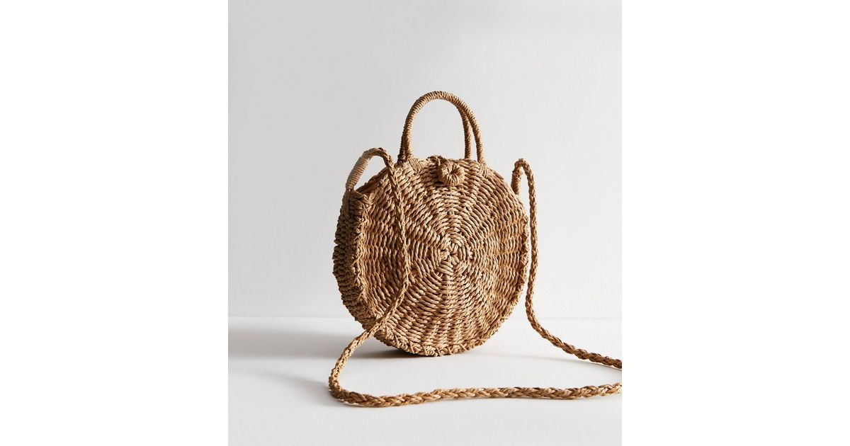 Brown Woven Circle Crossbody Bag  | New Look | New Look (UK)