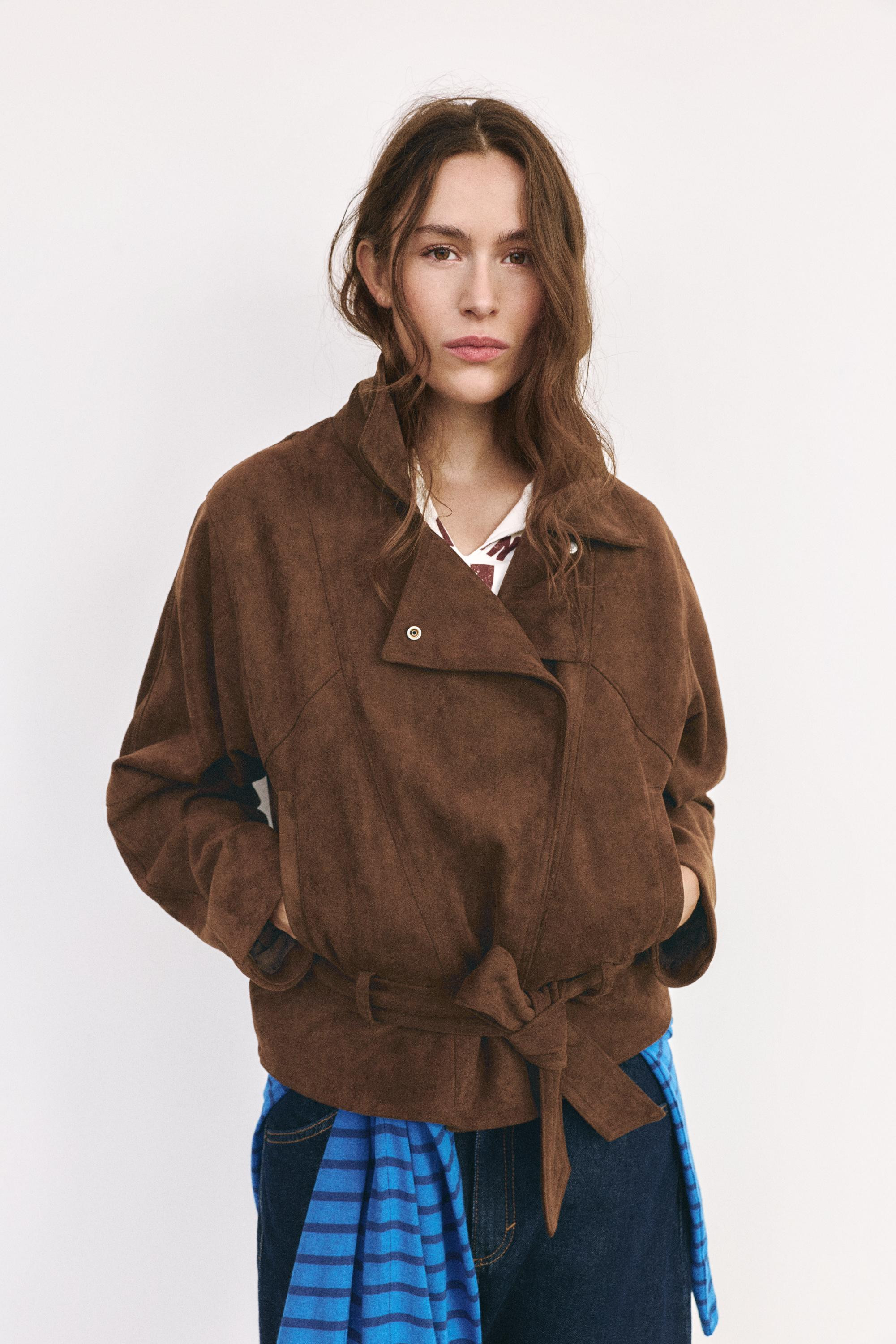Faux suede short trench coat | Pull&Bear United Kingdom | PULL and BEAR UK