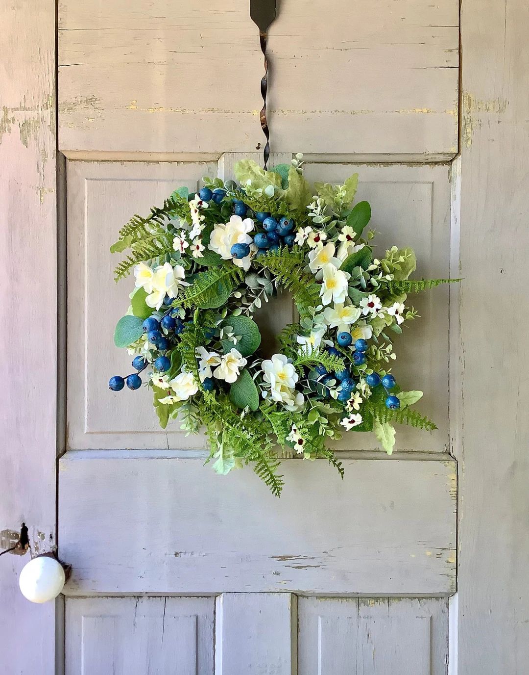 BEST SELLER Blueberry Summer Wreath, Floral Spring Wreaths, Farmhouse Wreath, Wildflower, Front D... | Etsy (US)