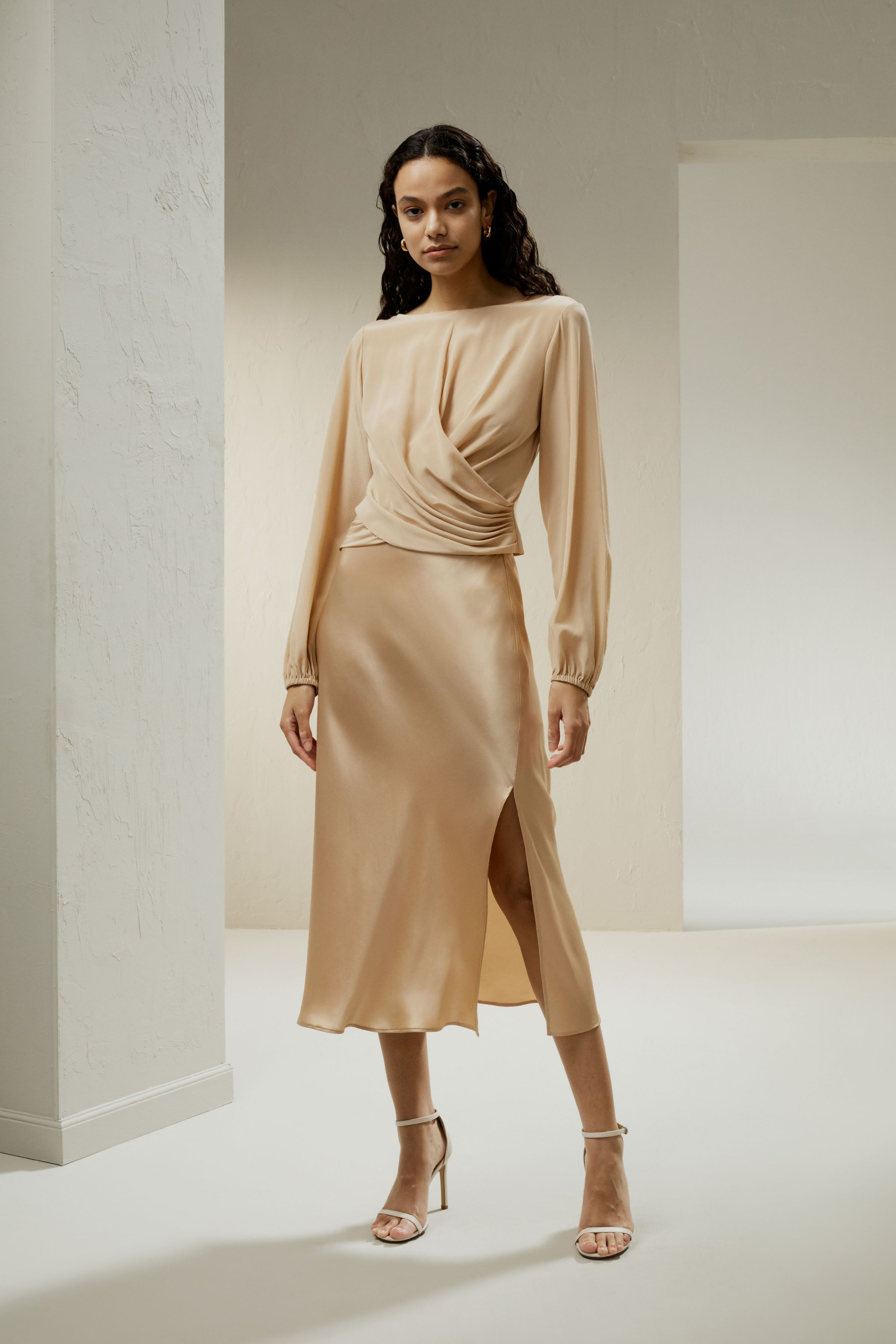 Nipped Waist Crêpe de Chine Blouse | LILYSILK