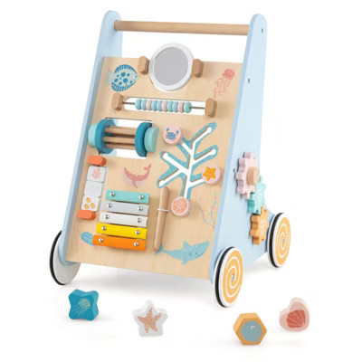Infans Wooden Baby Walker Push and Pull Learning Activity Center with Wheels Push Toy | Target