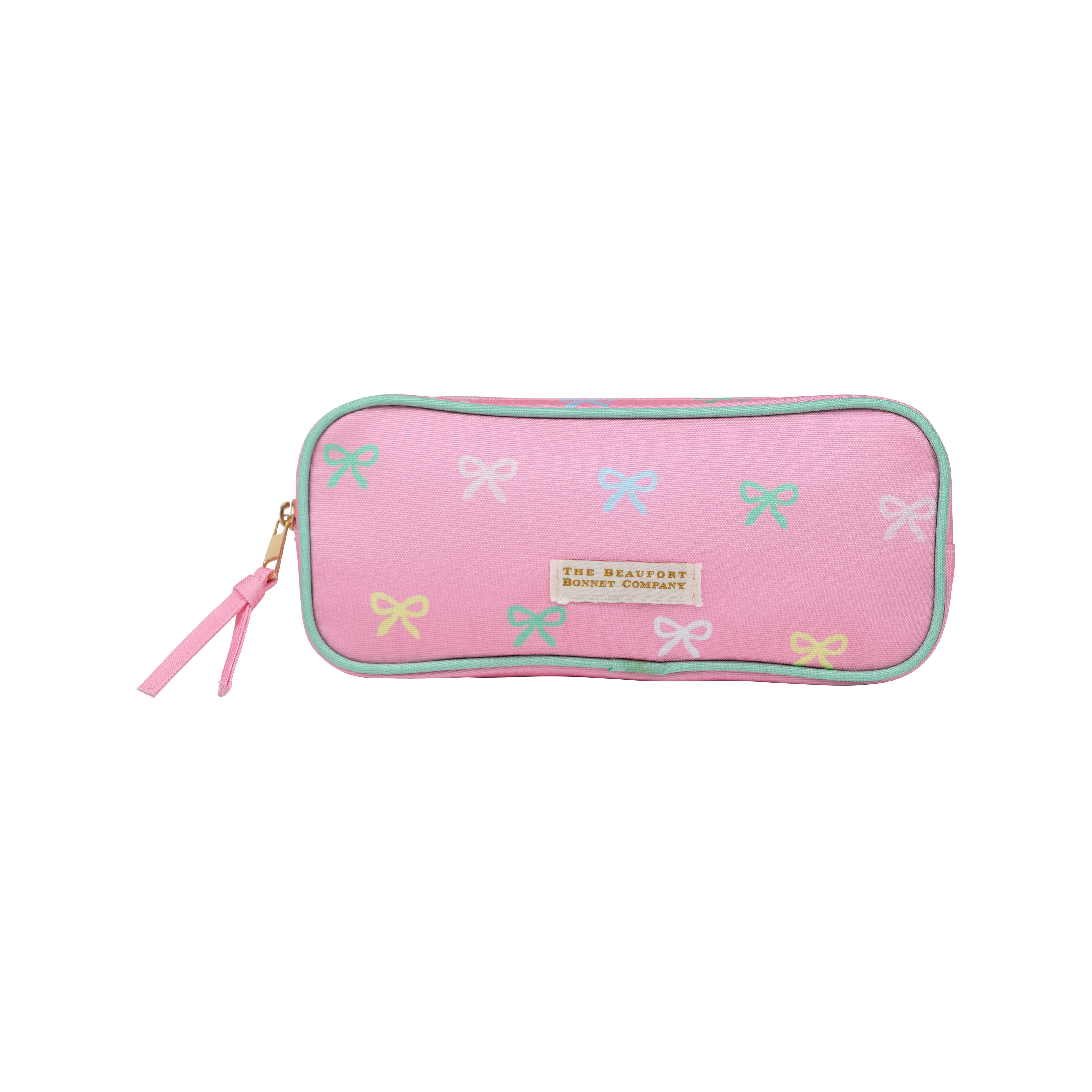 Peyton Pencil Pouch - Recess Ribbons with Palm Beach Pink & Beale Street Blue Lining | The Beaufort Bonnet Company