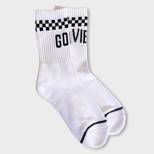 Adult's Ascot + Hart Good Vibes Graphic Socks - White Checkered | Target