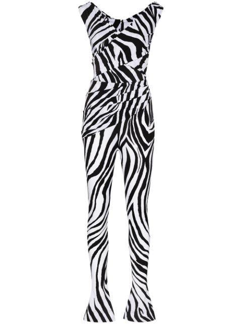 zebra-print off-shoulder jumpsuit | Farfetch (US)