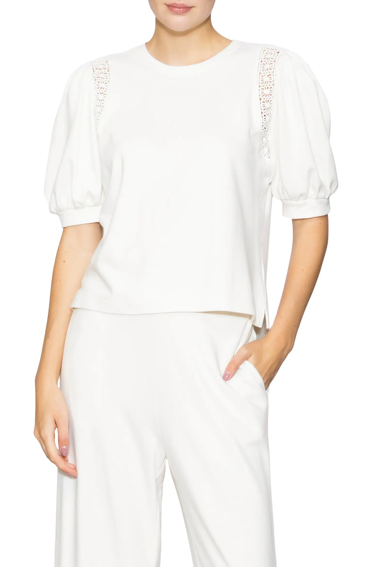 Lace Inset Puff Sleeve Top (Women) | Nordstromrack | Nordstrom Rack