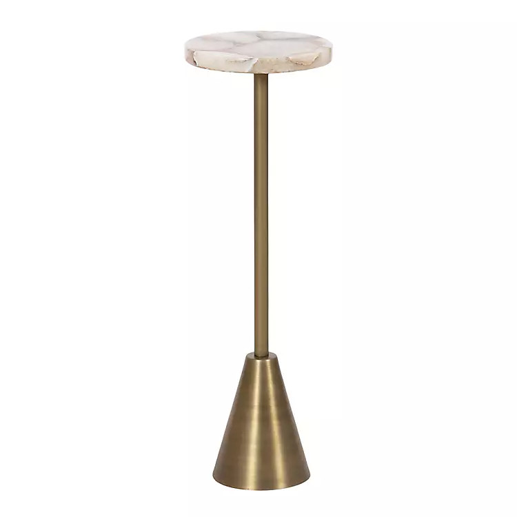 Brass and Gold Quartz Accent Table | Kirklands