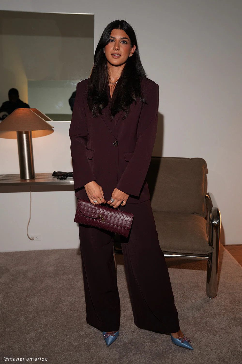 Wide Leg Suiting Trouser - Mahogany | MESHKI US